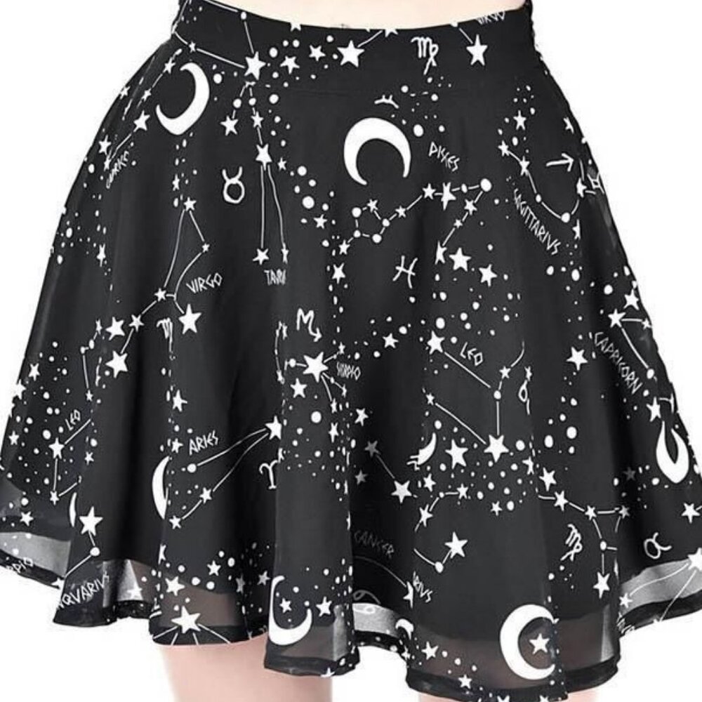 Killstar Milky Way Black Constellation Zodiac Skirt mini chiffon goth